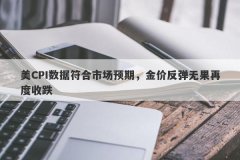 美CPI数据符合市场预期，金价反弹无果再度收跌