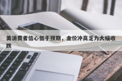 美消费者信心低于预期，金价冲高乏力大幅收跌