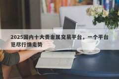 2025国内十大贵金属交易平台，一个平台览尽行情走势