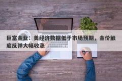 巨富金业：美经济数据低于市场预期，金价触底反弹大幅收涨